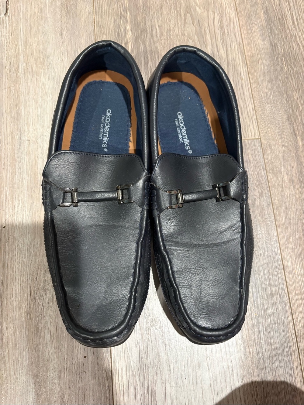 Okabashi Black Men’s Slip-On Loafers with Metal Bit